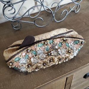 Embellished Clutch with Floral Accents